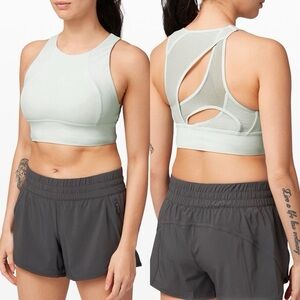 Lululemon Womens Gray Set Challenger High Neck Racerback Sports Bra, Size XXS, 2